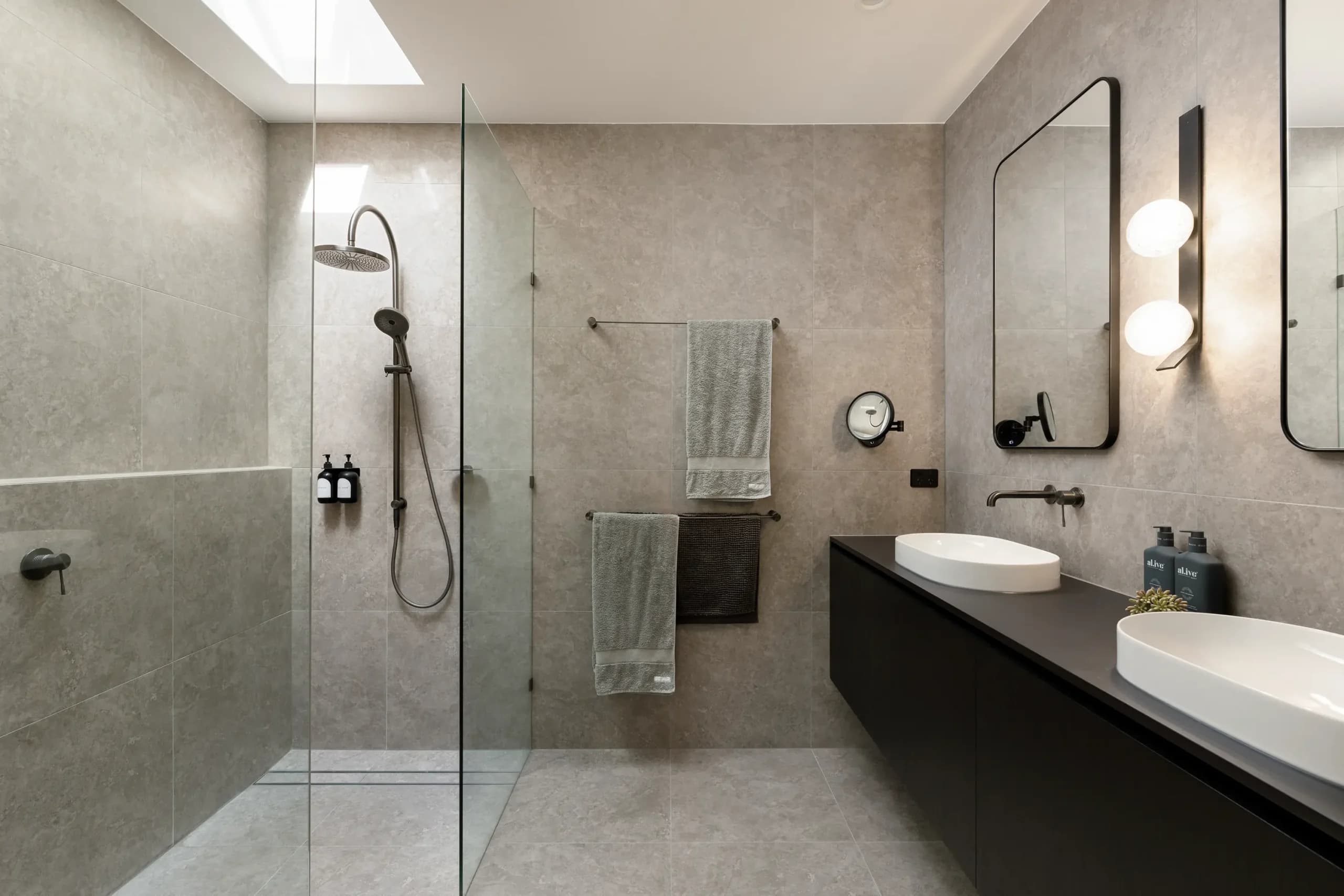 Contemporary bathroom design with floating vanity in Sydney by Artistic Bathroom & Kitchen Renovations - Project NaN