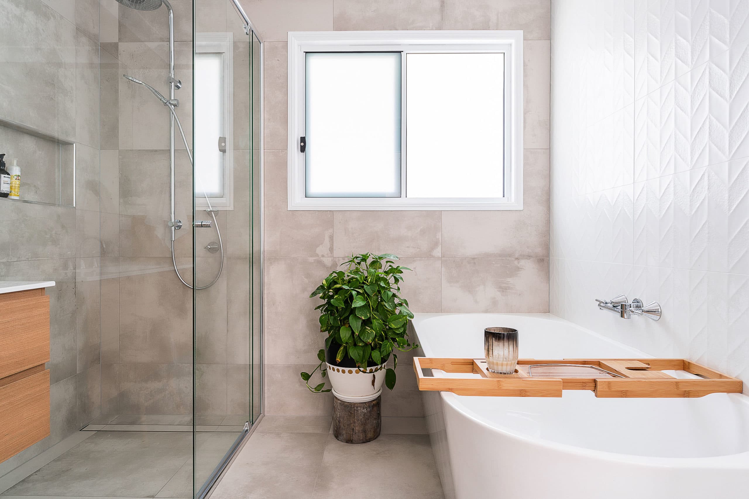 Minimalist bathroom redesign with walk-in shower in Sydney by Artistic Bathroom & Kitchen Renovations - Project NaN